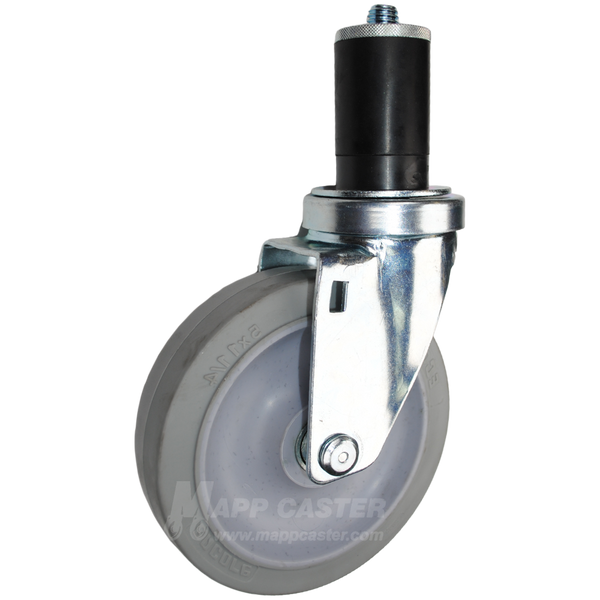 5" Grey Rubber Food Prep Table Casters, NSF Certified, Premium Floor Safe Wheels, Cleaning Chemical Resistant, Set of 4 - 350 Lbs Capacity