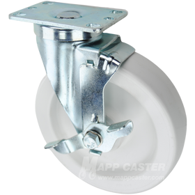 White plastic (polyolefin) casters, great for kitchens, restaurants, food processing plants & other wet environments.
