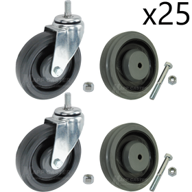5" Thermoplastic Rubber Shopping Cart Caster & Wheel Replacement Kit For 25 Shopping Carts