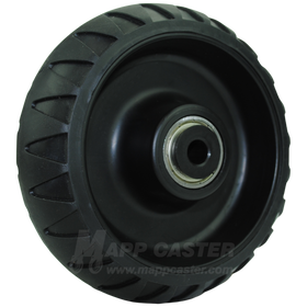 Black rubber all terrain style wheel with precision ball bearing for stryker stretchers