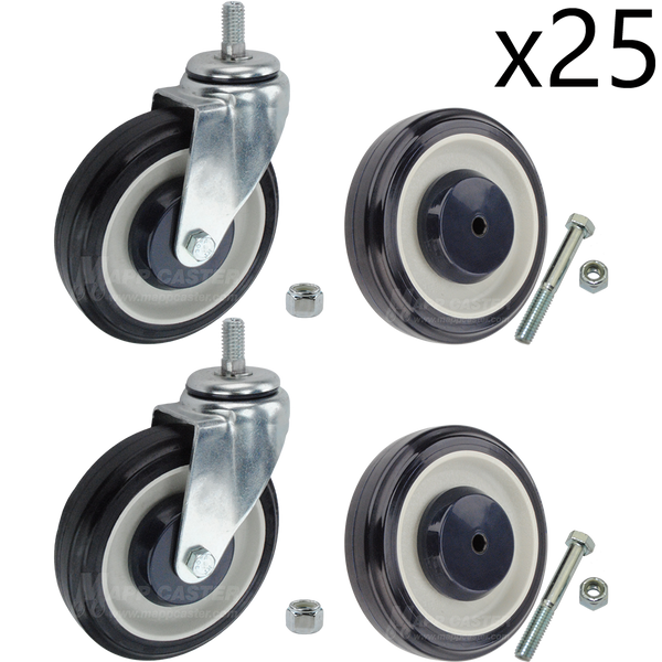 5 INCH SHOPPING CART WHEELS & CASTERS FOR 25 SHOPPING CARTS