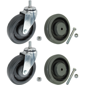 5 Inch Shopping Cart Complete Caster - Grey Wheel