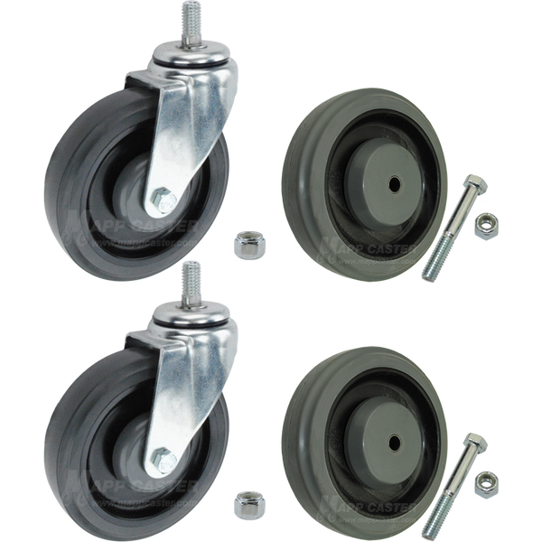 5 Inch Shopping Cart Complete Caster - Grey Wheel