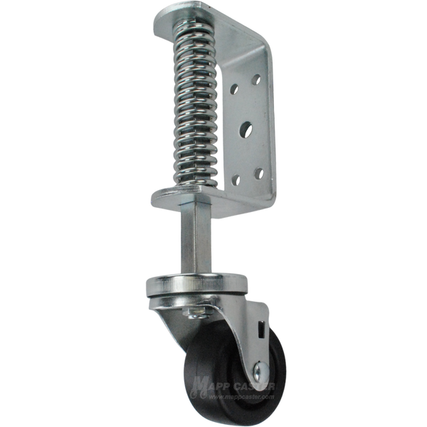 Spring Loaded Gate Caster Bracket with 3" x 1-1/4" Plastic Wheel - Part # 5182-3HDP