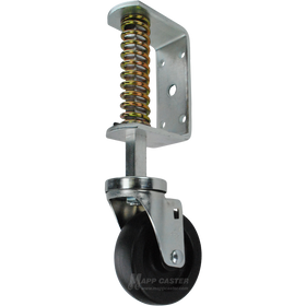 Spring Loaded Gate Caster Bracket with 4" x 1-1/4" Plastic Wheel - Part # 5582-4HDP