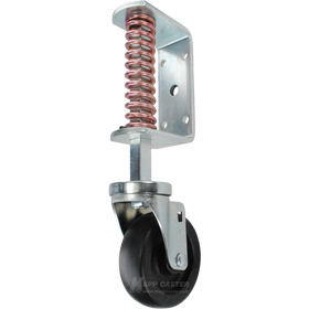 Spring Loaded Gate Caster Bracket with 4" x 1-1/4" Plastic Wheel - Part # 5882-4HDP