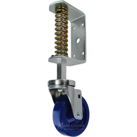 Spring Loaded Gate Caster Bracket with 4" x 1-1/4" Solid Polyurethane Wheel - Part # 5582-4SU