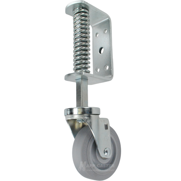 Spring Loaded Gate Caster Bracket with 4" x 1-1/4" Thermoplastic Rubber Wheel - Part # 5182-4MIR