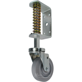 Spring Loaded Gate Caster Bracket with 4" x 1-1/4" Thermoplastic Rubber Wheel - Part # 5582-4MIR