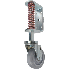 Spring Loaded Gate Caster Bracket with 4" x 1-1/4" Thermoplastic Rubber Wheel - Part # 5882-4MIR