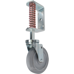 Spring Loaded Gate Caster Bracket with 5" x 1-1/4" Thermoplastic Rubber Wheel - Part # 5882-5MIR