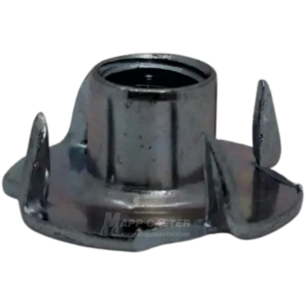 Threaded tee-nut for soft wood, plastic, or particle board