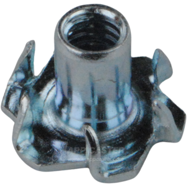 Threaded tee-nut for soft wood, plastic, or particle board