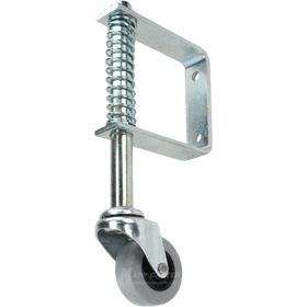USA Made Spring Loaded Gate Caster Bracket with 2" x 7/8" TPR Wheel - Part # 5043-2TPR