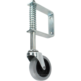 USA Made Spring Loaded Gate Caster Bracket with 3" x 7/8" TPR Wheel - Part # 5043-3TPR