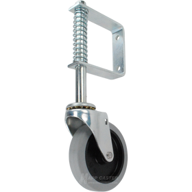 USA Made Spring Loaded Gate Caster Bracket with 4" x 7/8" TPR Wheel - Part # 5043-4TPR