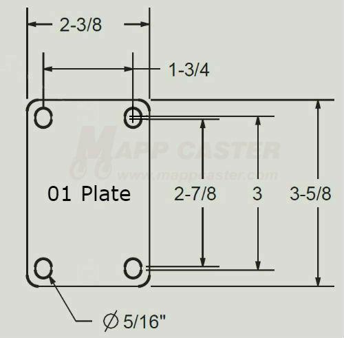 4" x 1-1/4" Heavy Duty Plastic Stainless Steel Rigid Caster (Matching Caster for Total Locking Swivel Caster) - 350 Lbs Capacity