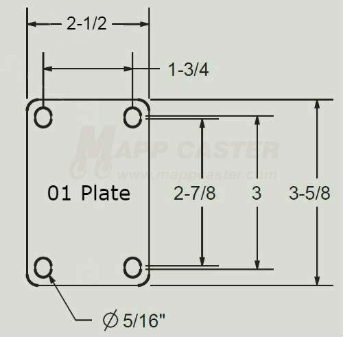 4" x 1-1/4" Thermoplastic Rubber Stainless Steel Rigid Caster (Matching Rigid Caster For Total Locking Caster) - 250 Lbs Capacity