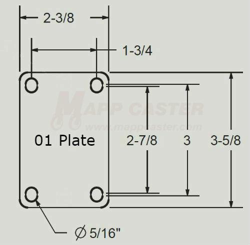 3" x 1-1/4" Heavy Duty Plastic Stainless Steel Rigid Caster (Matching Caster for Total Locking Brake Caster) - 300 Lbs Capacity