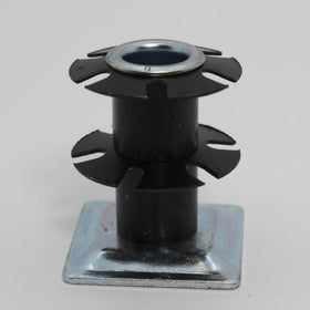 Metal socket designed for 1-1/4" OD square tubing with a 7/16" grip ring stem.