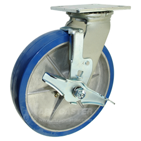 8" x 2" Polyurethane on Aluminum Wheel Swivel Brake Caster  - 1,250 Lbs Capacity