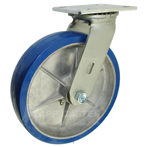 8" x 2" Polyurethane on Aluminum Wheel Swivel Caster - 1,250 Lbs Capacity