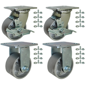 4" x 2" Heavy Duty Steel BBQ Pit Casters, 3600 lbs Total Capacity