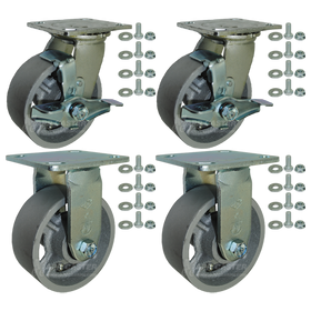 5" x 2"  Heavy Duty Steel Toolbox & Gangbox Casters, 4800 lbs Total Capacity