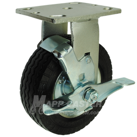 6" x 2" Ever-Roll (Flat Free) Rigid Brake Caster - 150 Lbs Capacity