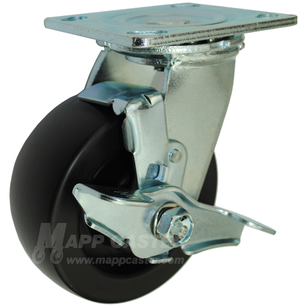 5" x 2" Polyolefin Swivel Brake Caster - 500 Lbs Capacity 1
