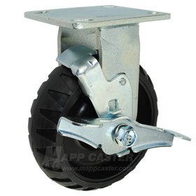 146RTPR620RB 6" x 2" Rugged Thermoplastic Rubber Wheel Rigid Caster with Brake 550 LBS CAPACITY 