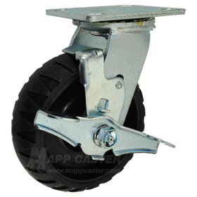  146RTPR620SB 6" x 2" Rugged Thermoplastic Rubber (TPR) Wheel Swivel Brake Caster 550 LBS CAPACITY