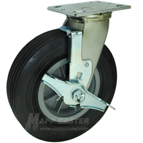 8" x 2" Eco-Rubber (Flat Free) Wheel Swivel Caster with Brake - 450 Lbs. Capacity 146SNBB820SB