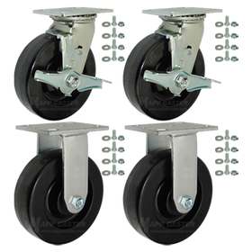 6" x 2"  Heavy Duty Phenolic BBQ Pit Casters, 4800lb Total Capacity