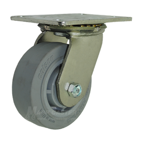 5" x 2" Grey Thermoplastic Rubber (TPR) Wheel Swivel Caster with 6-1/4" x 4-1/2" Top Plate  - 500 Lbs Capacity