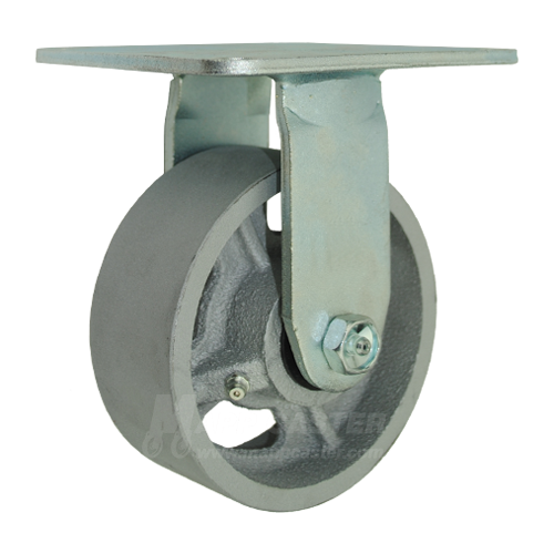 5" x 2" Cast Iron Wheel Rigid Caster with 5" x 5-1/2" Top Plate - 1200 Lbs Capacity