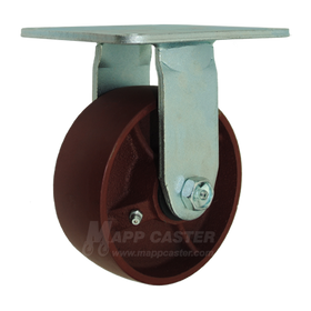 5" x 2" Ductile Steel Wheel Rigid Caster with 5" x 5-1/2" Top Plate - 1500 Lbs Capacity
