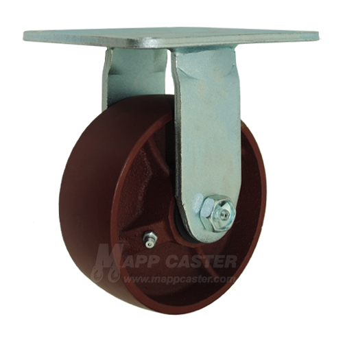 5" x 2" Ductile Steel Wheel Rigid Caster with 5" x 5-1/2" Top Plate - 1500 Lbs Capacity