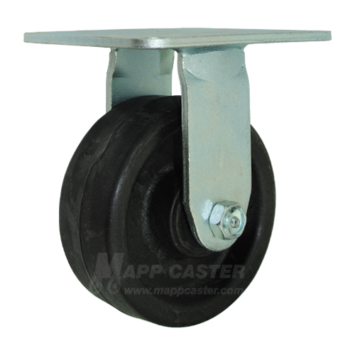 5" x 2" High Temp Nylon Wheel Rigid Caster with 5" x 5-1/2" Top Plate - 1000 Lbs Capacity