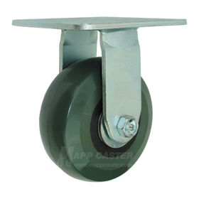 5" x 2" Solid Elastomer Ball Bearing Wheel Rigid Caster with 5" x 5-1/2" Top Plate - 1,400 Lbs Capacity
