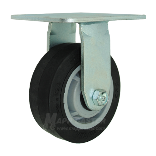 5" x 2" Black Thermoplastic Rubber Wheel Rigid Caster with 5" x 5-1/2" Top Plate - 500 Lbs Capacity
