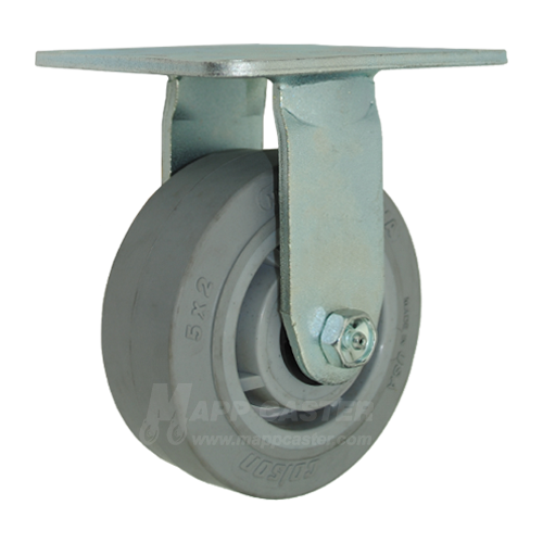 5" x 2" Grey Thermoplastic Rubber Wheel Rigid Caster with 5" x 5-1/2" Top Plate - 500 Lbs Capacity