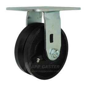 5" x 2" V-Groove Cast Iron Wheel Rigid Caster with 5" x 5-1/2" Top Plate - 900 Lbs Capacity