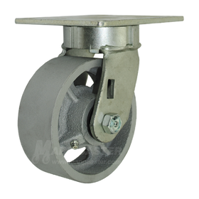 5" x 2" Cast Iron Wheel Swivel Caster with 5" x 5-1/2" Top Plate - 1200 Lbs Capacity