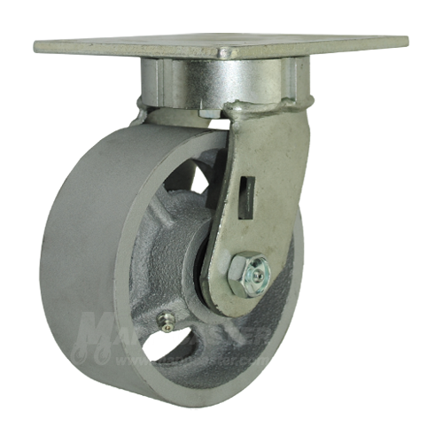 5" x 2" Cast Iron Wheel Swivel Caster with 5" x 5-1/2" Top Plate - 1200 Lbs Capacity