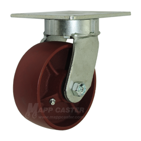 5" x 2" Ductile Steel Wheel ES Swivel Caster with 5" x 5-1/2" Top Plate- 1500 Lbs Capacity