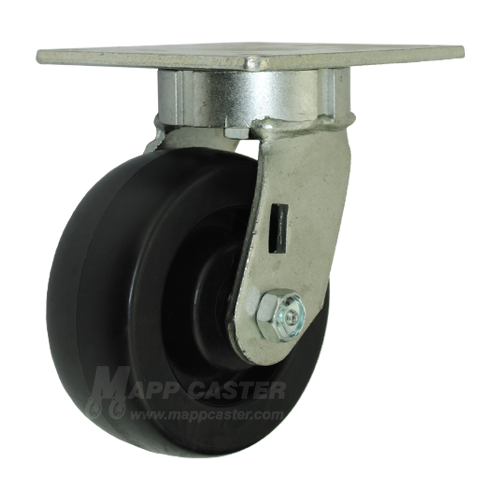5" x 2" Heavy Duty Plastic Wheel Swivel Caster with 5" x 5-1/2" Top Plate - 500 Lbs Capacity