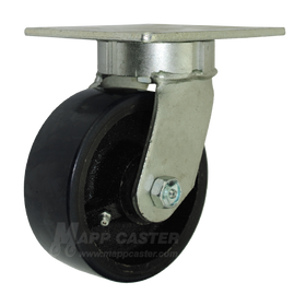 5" x 2" Polyurethane on Iron Wheel Swivel Caster with 5" x 5-1/2" Top Plate - 1,300 Lbs Capacity