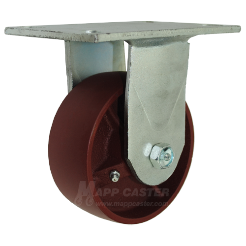 5" x 2" Ductile Steel Wheel Rigid Caster with 6-1/4" x 4-1/2" Top Plate - 1500 Lbs Capacity