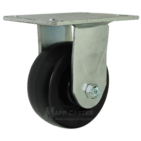 5" x 2" Heavy Duty Plastic Wheel Rigid Caster with 6-1/4" x 4-1/2" Top Plate - 500 Lbs Capacity